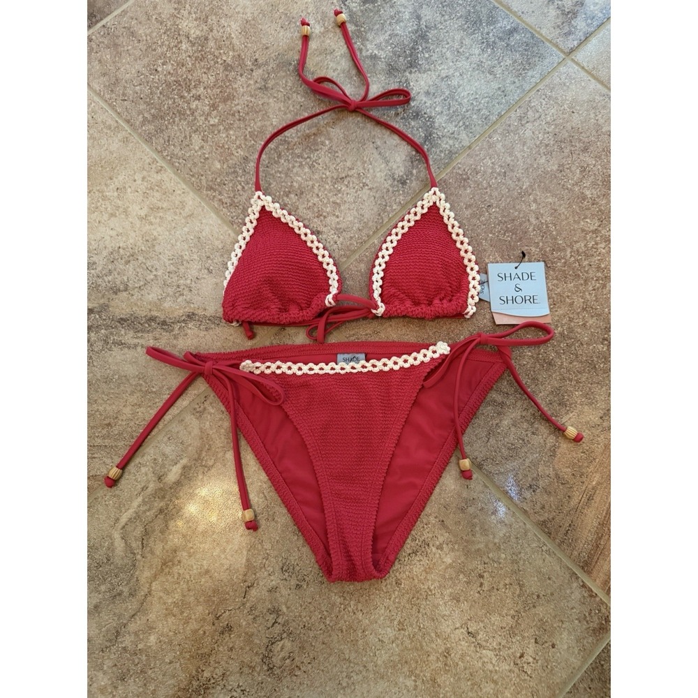 Women's Shade & Shore Pink Triangle Top Bikini Size Small NWT